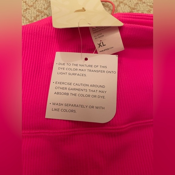 Fabletics NWT High-Waisted Seamless Rib Legging in Flourescent Pink women’s XL - Picture 8 of 10